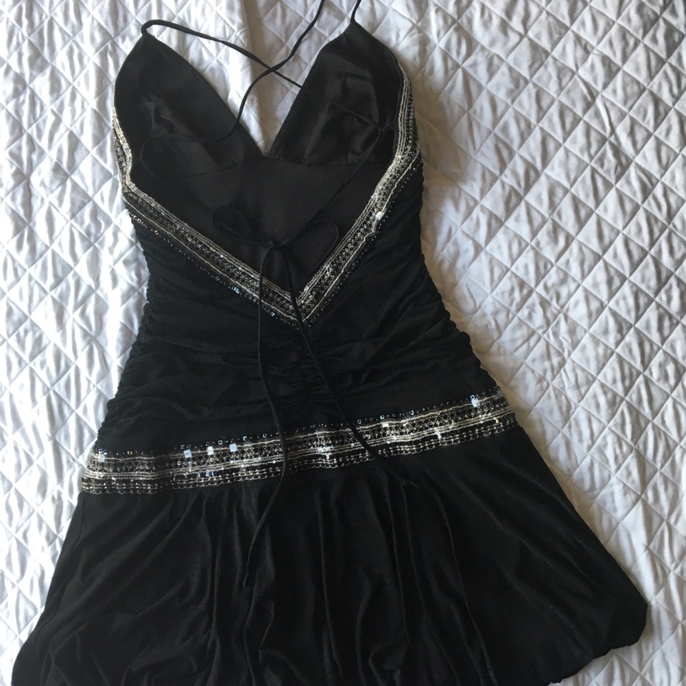 BCBG black dress with bead trim